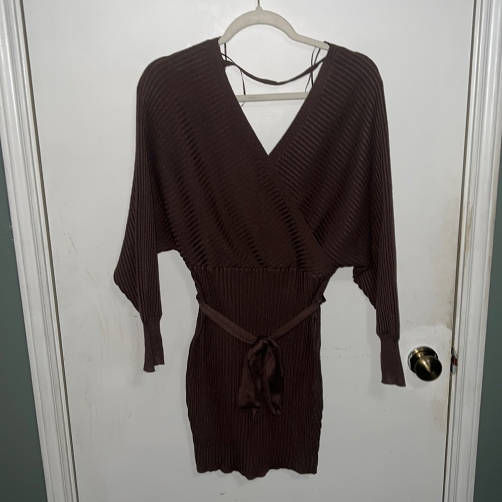 Brown sweater dress